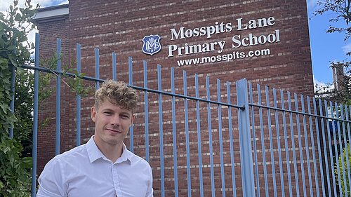 Carl Cashman outside School Carl