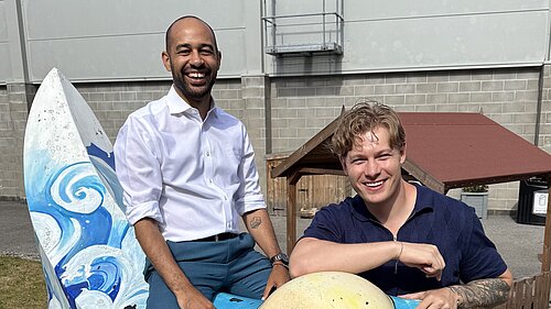 Cllr Carl Cashman and Josh Babarinde on a Lambanna at FireFit