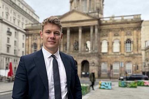 Cllr Carl Cashman outside the Town Hall