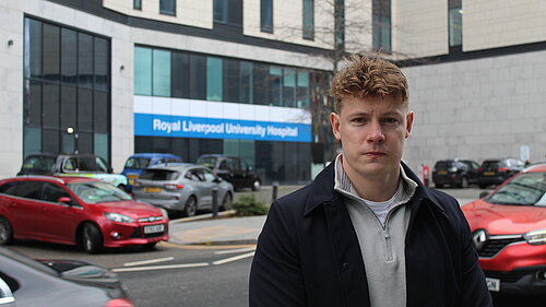 Cllr Carl Cashman outside Liverpool Royal