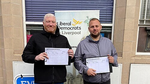 Kevin and Craig outside post office